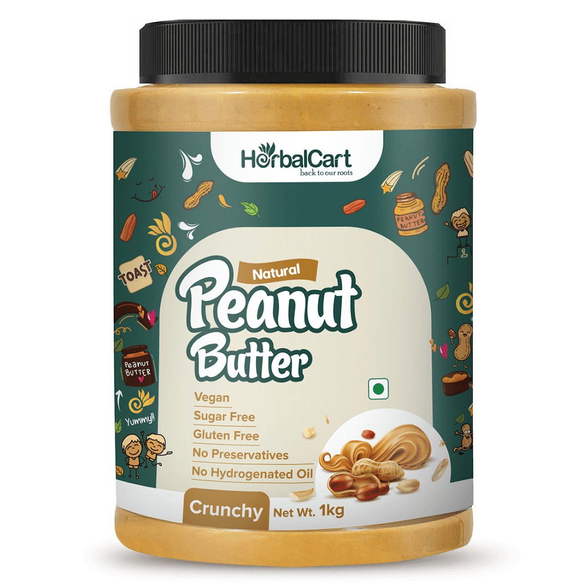 Natural Peanut Butter Crunchy, Unsweetened (340g-1kg)