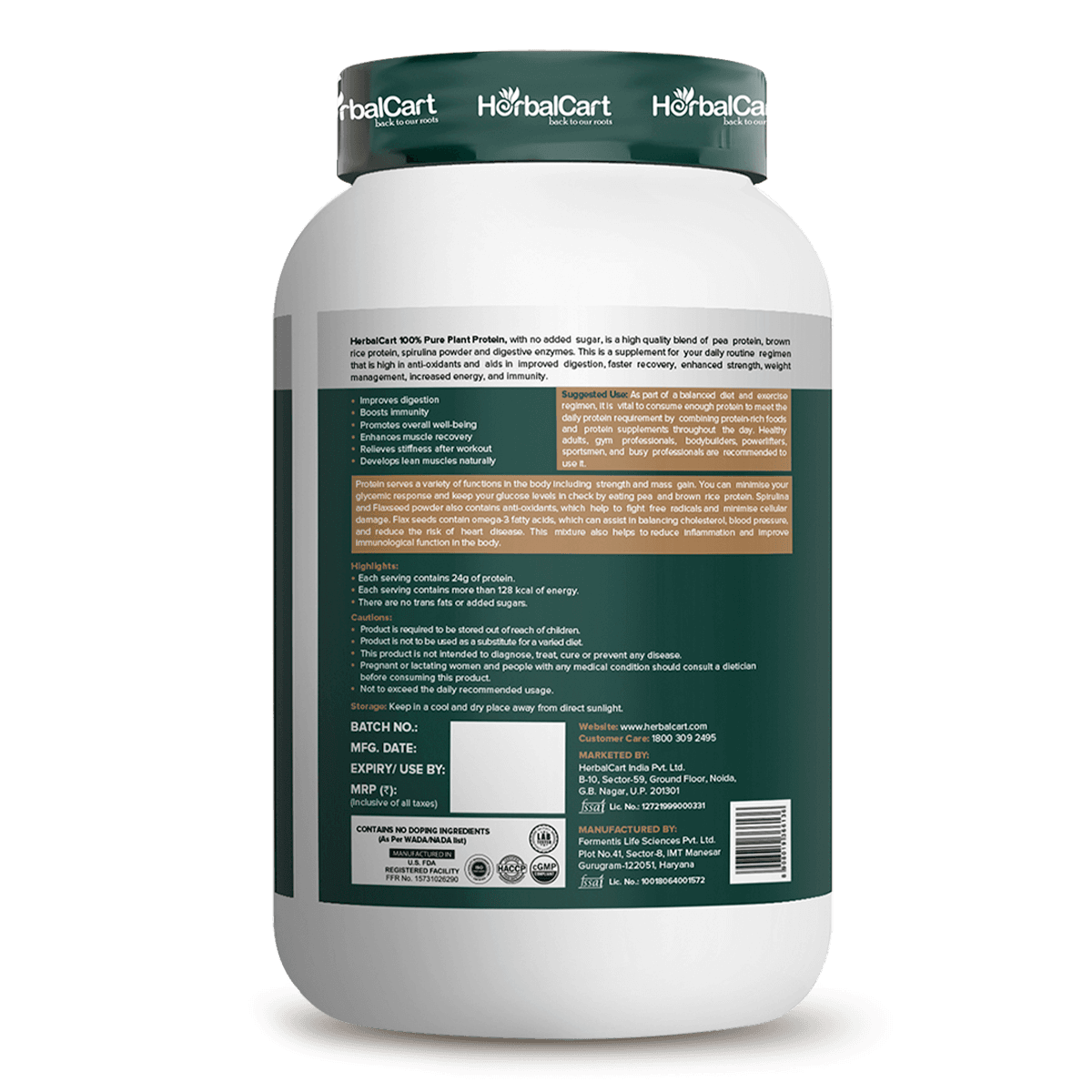 Plant Protein Powder, Cookies & Cream Flavour (1kg)
