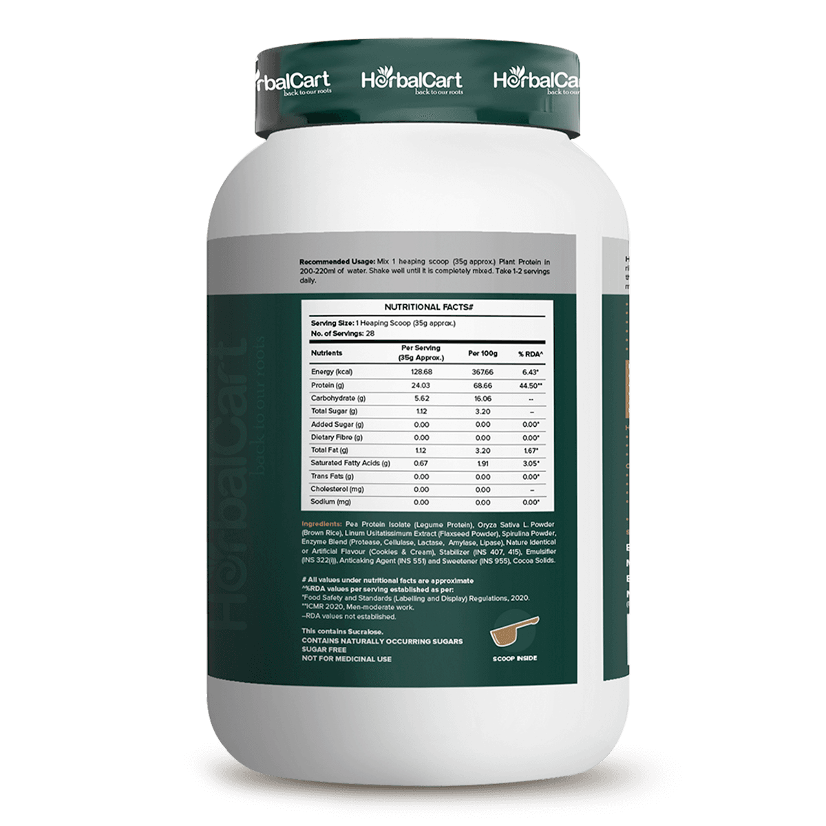 Plant Protein Powder, Cookies & Cream Flavour (1kg)