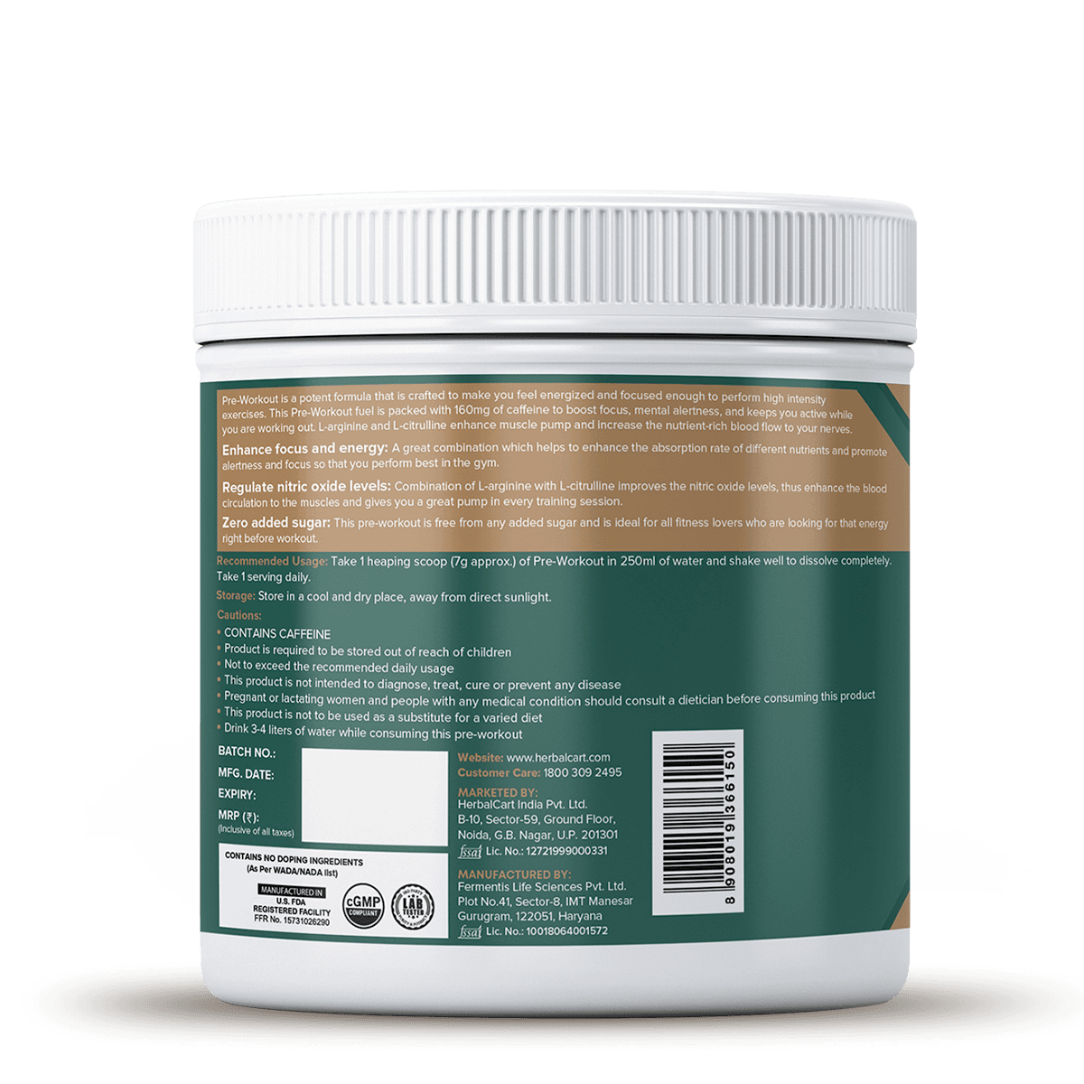 Pre Workout, Blueberry Flavour (250g)