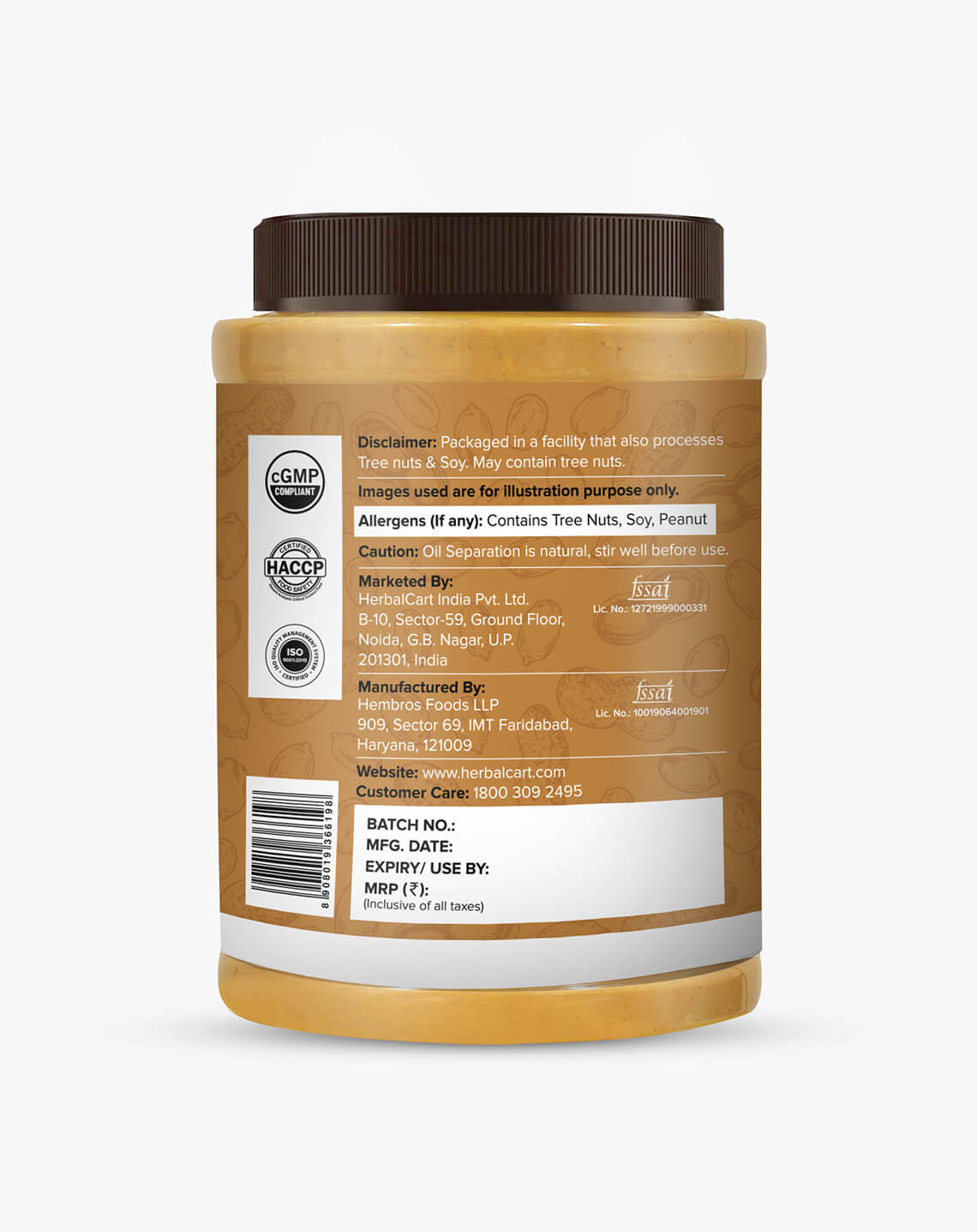 HerbalCart - Classic Peanut Butter Crunchy (1kg-340g)